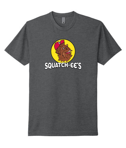 Heather Heavy Metal Squatch-ee's shirt. Edgy Buc-ee's parody.