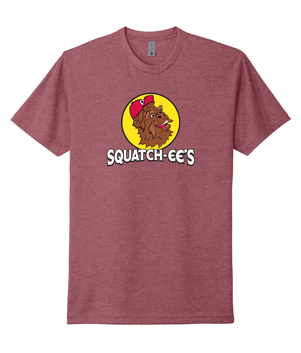 Heather Mauve Squatch-ee's shirt. Soft, stylish, unique design.