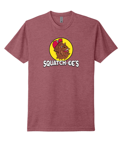 Heather Mauve Squatch-ee's shirt. Soft, stylish, unique design.