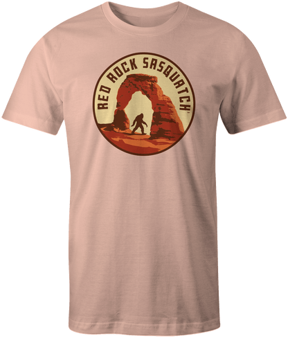 Pale pink Icon Tee - Delicate Arch short-sleeve t-shirt. A unique and stylish tee with a Delicate Arch and Sasquatch graphic.