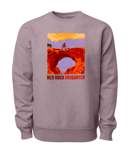 Unique paragon (purple) Capitol Reef crewneck with a Sasquatch design. Ideal for hikers, nature lovers, and fans of the unusual.