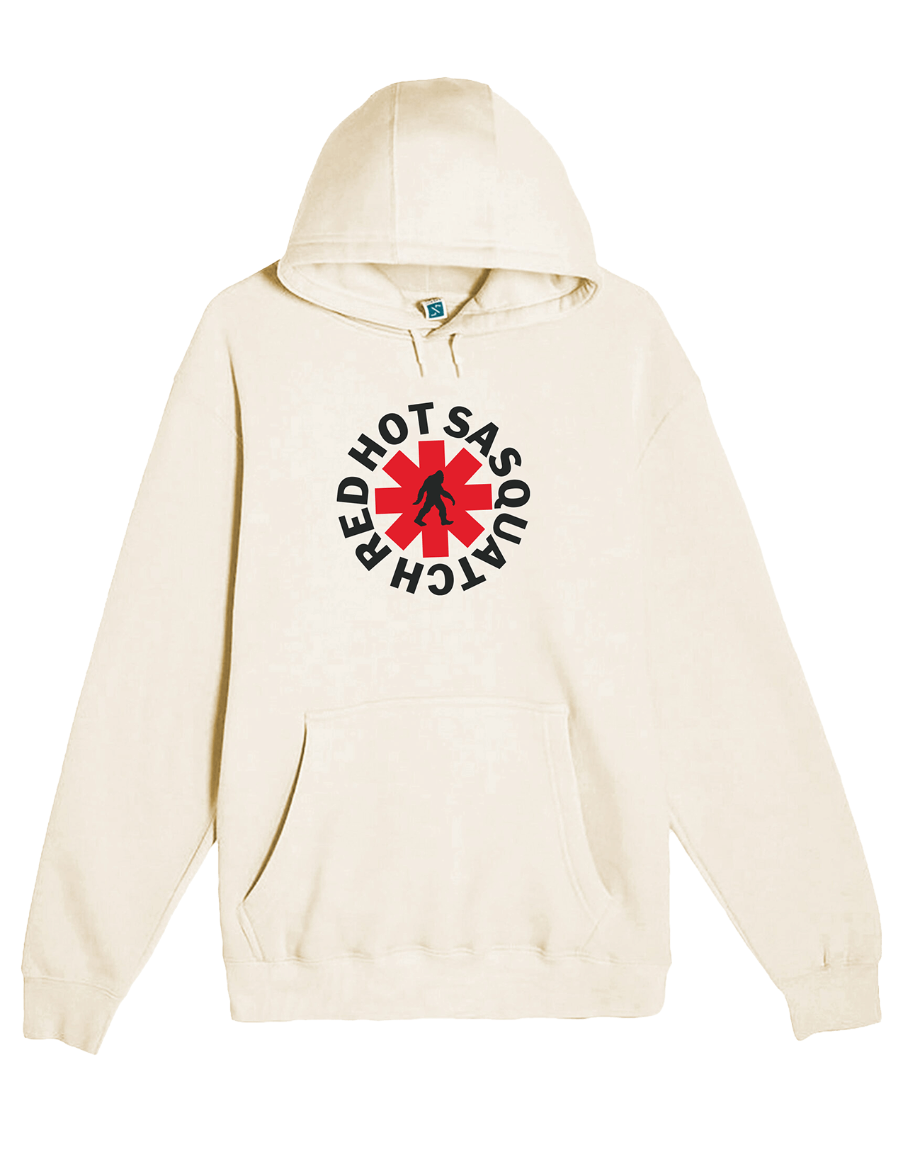 Sandshell Red Hot Sasquatch hoodie. Red Hot Chili Peppers parody.