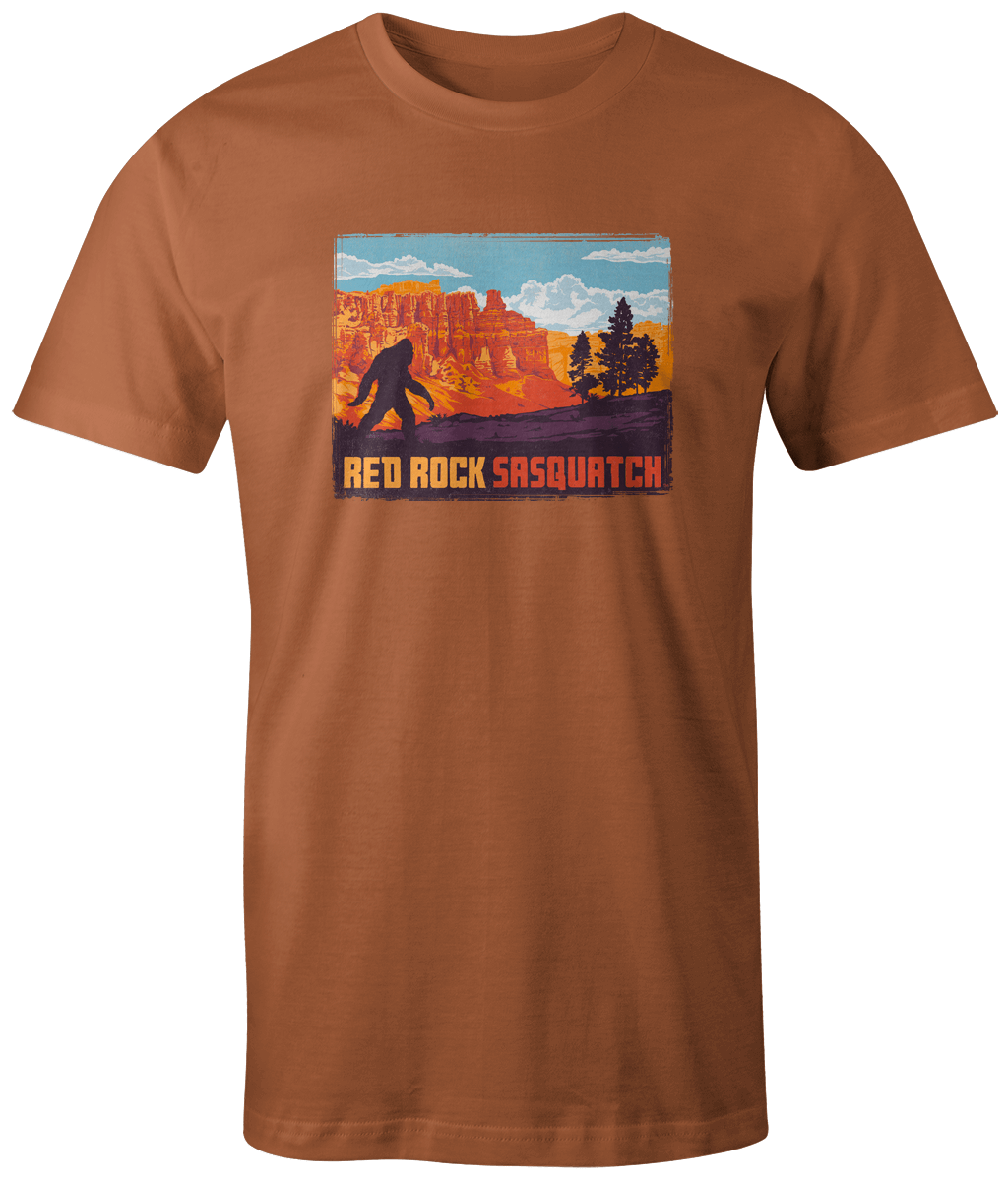Yam short-sleeve t-shirt featuring a Sasquatch graphic within the stunning vistas of Bryce Canyon.
